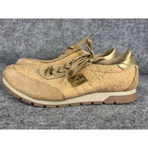 Montado Shoes Womens Size 39 Tan Gold Cork Lace Up Suede Trim Casual Sneakers